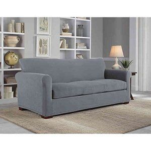 Perfect Fit NeverWet 3pc Sofa Slipcover Liquid Resistant Stain Repellent Gray